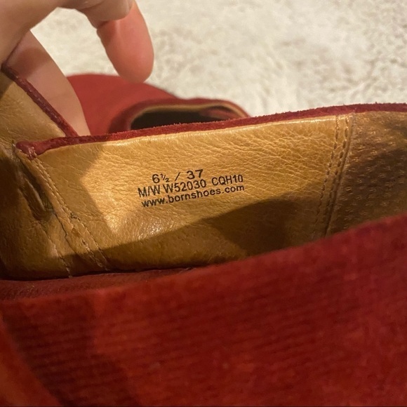 Born Red Corduroy Clogs w Leather Upper & Linings 6 1/2 - Picture 2 of 7